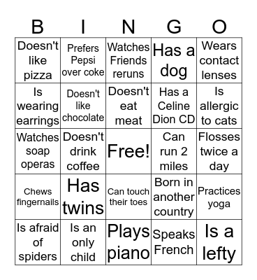 Icebreaker Bingo Card