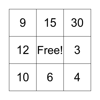 Multiplication Bingo! Bingo Card