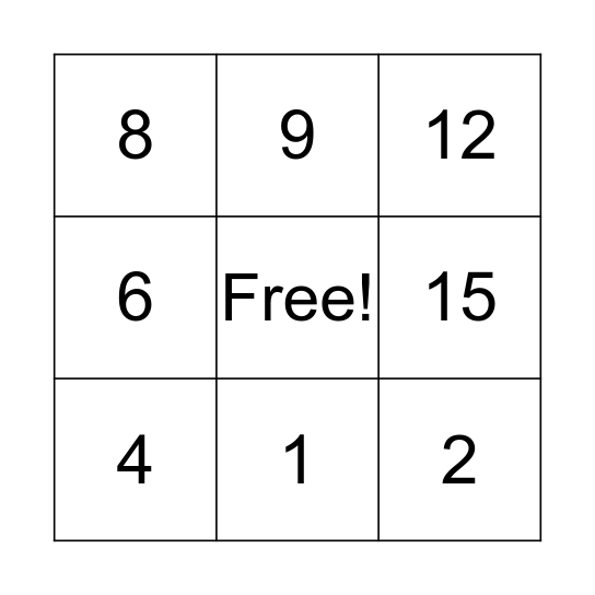 Multiplication Bingo! Bingo Card
