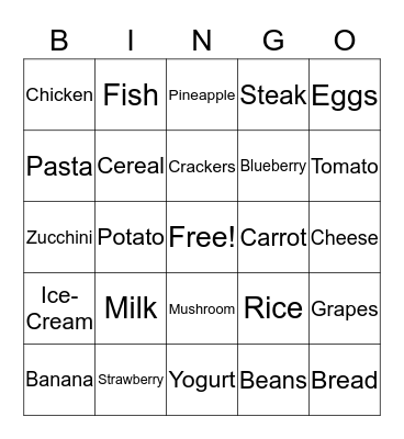 Cooking Club Bingo Card