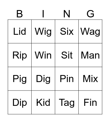 Super Phonics 2 Bingo Card