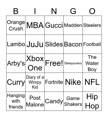 Grayson Likes... Bingo Card