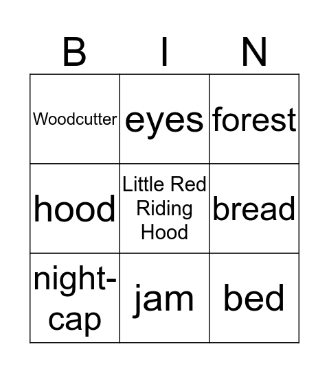 Little Red Riding Hood Bingo Card