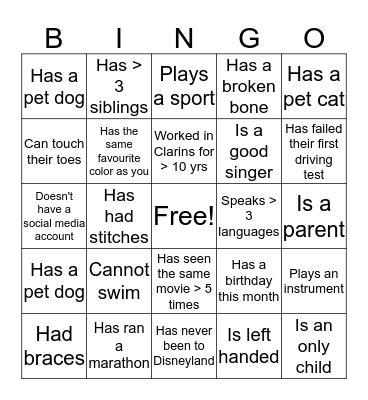 Find someone who... Bingo Card