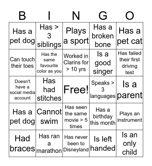 Find someone who... Bingo Card