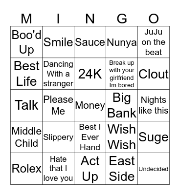Mingo Bingo Card