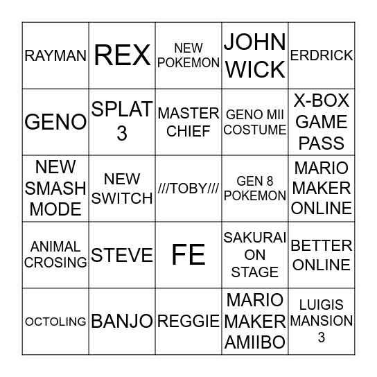 E3 Bingo Card