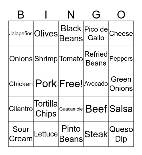 Paulding Nachos Bingo Card