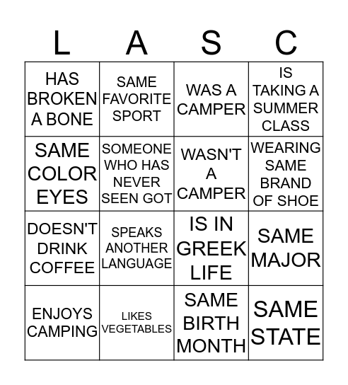 Bingo Card