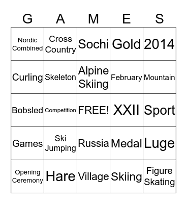 Olympic Bingo!! Bingo Card