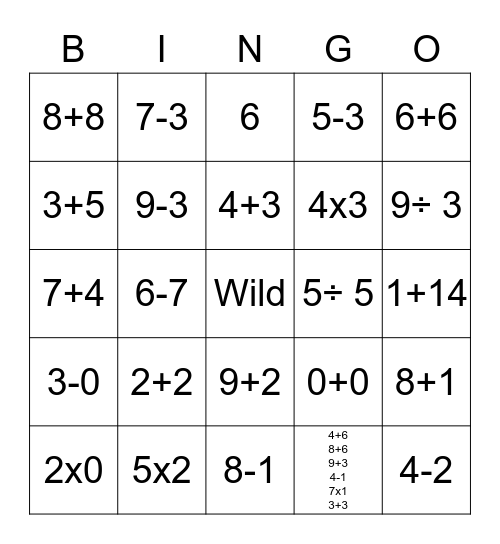 Math Bingo Card