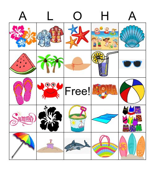 Hawaiian Bingo!  Bingo Card