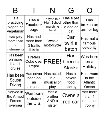 Parkview who knows who  Bingo Card