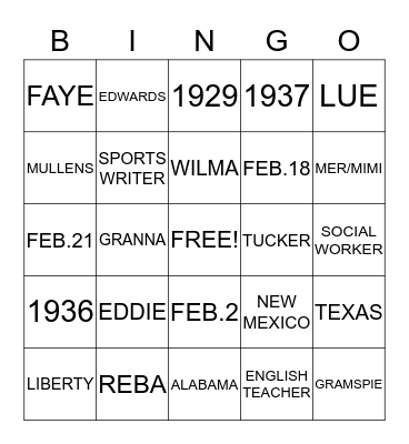 BIRTHDAY BINGO! Bingo Card
