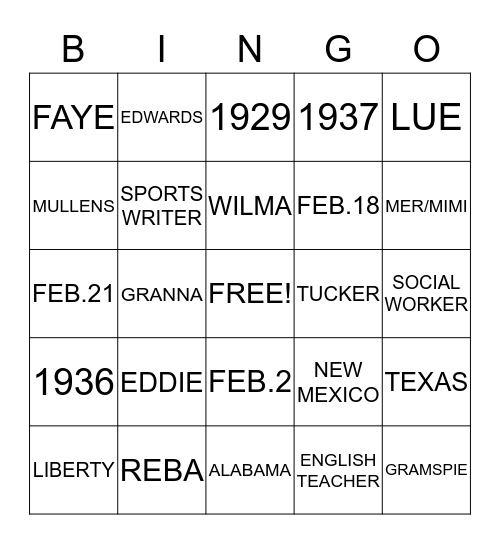 BIRTHDAY BINGO! Bingo Card