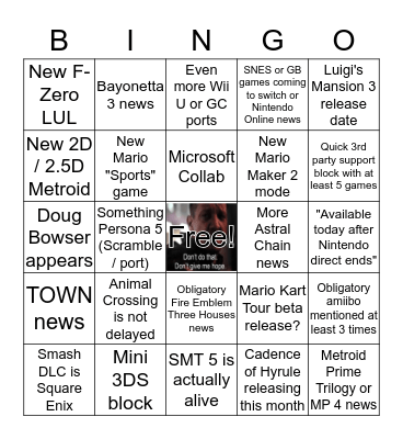 Spicy Nintendo e3 2019 Bingo Card