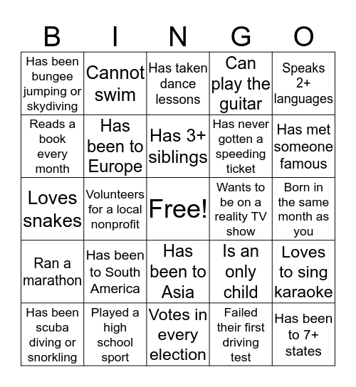 SCS Interiors Employee Bingo Card
