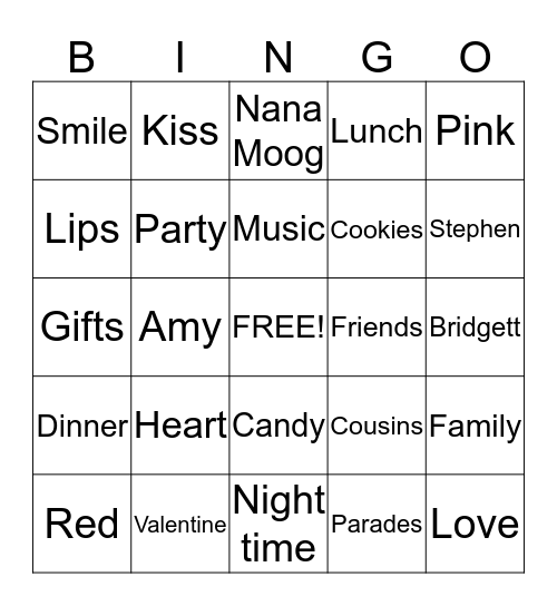 Valentine Bingo Card