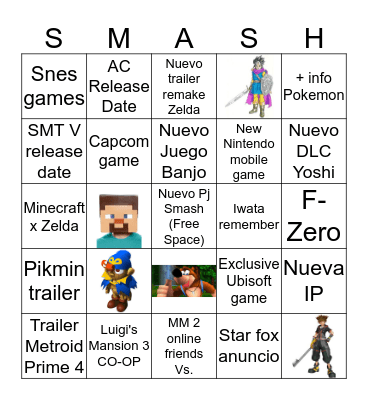 E3 Nintendo Direct Bingo Card