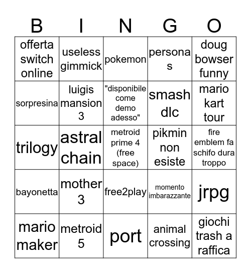 e3 Bingo Card