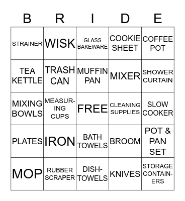 KATE'S SHOWER Bingo Card