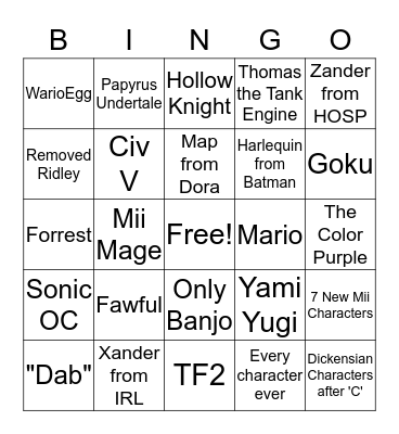 Smush Bingo Card