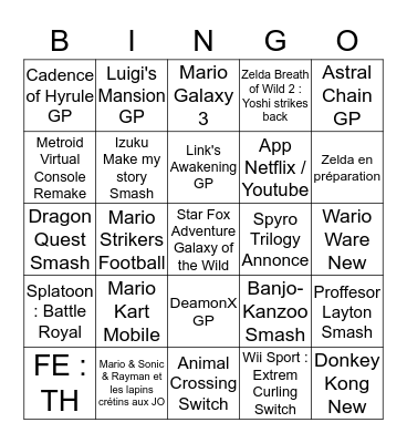 NINTENDOBINGO Card