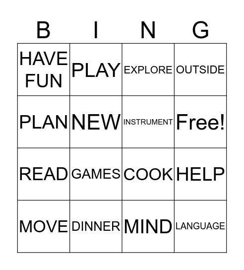Summertime Bingo Card
