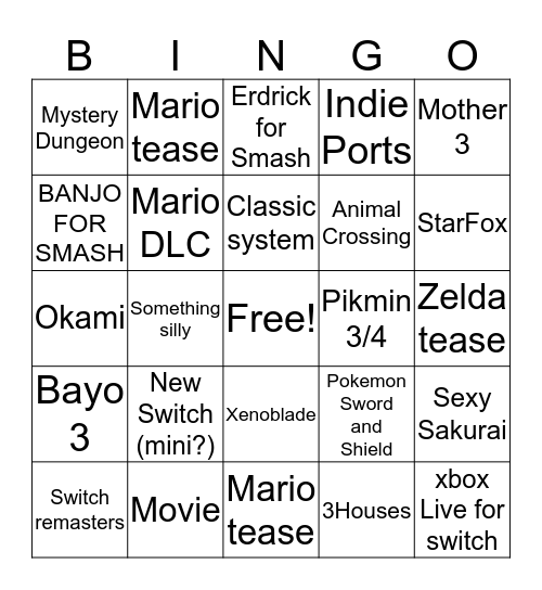 e3 Bingo Card