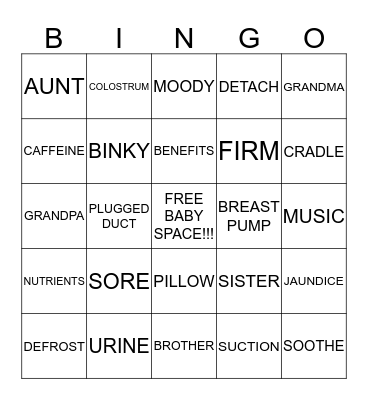 MOMMY BINGO Card