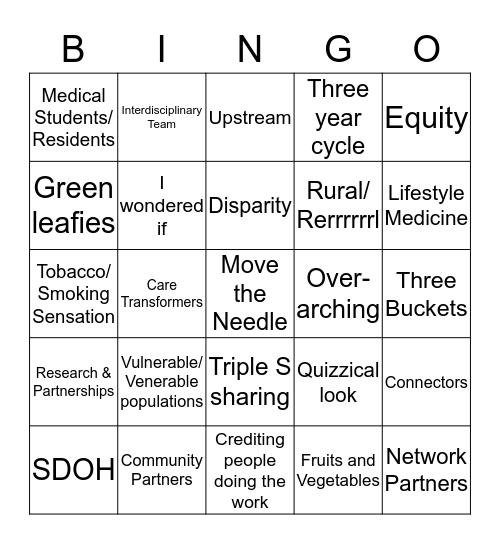 CHNA Release Bingo Card
