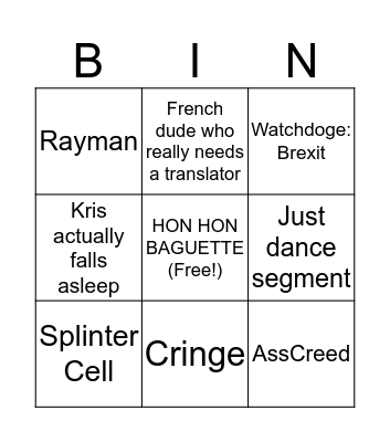 aaaahhhhh Bingo Card