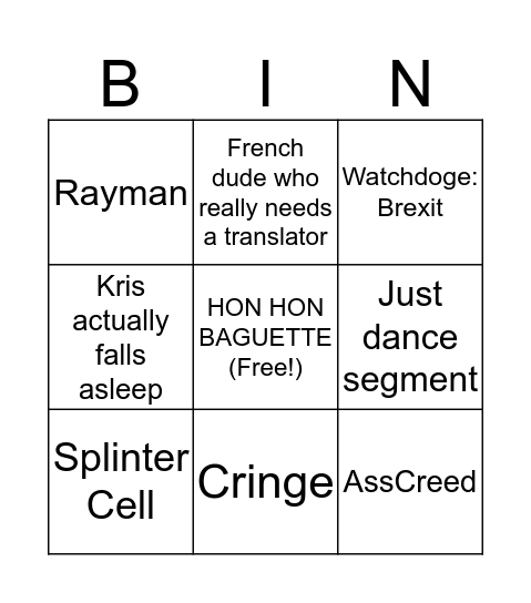 aaaahhhhh Bingo Card