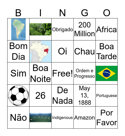 Brasilian Bingo Card