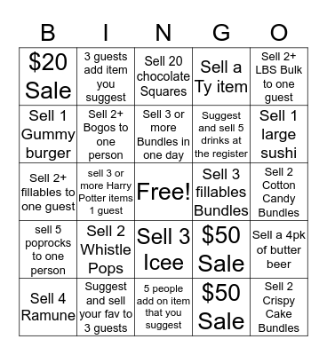 Candy Card Bingo Card