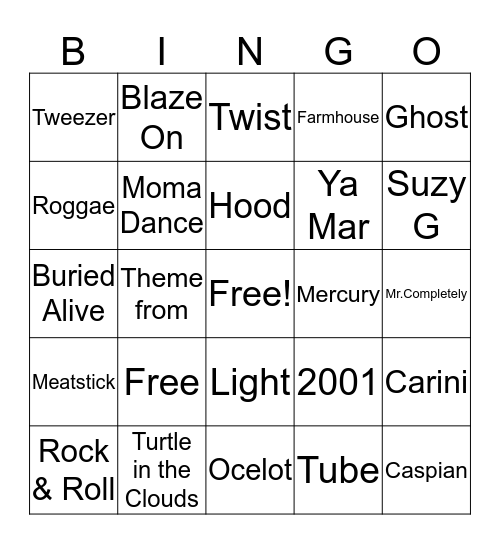 Summer Tour 2019 Bingo Card