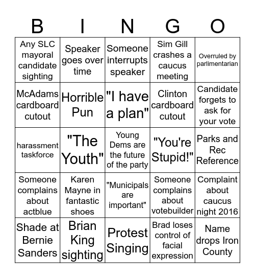 State Convention Bingo Card