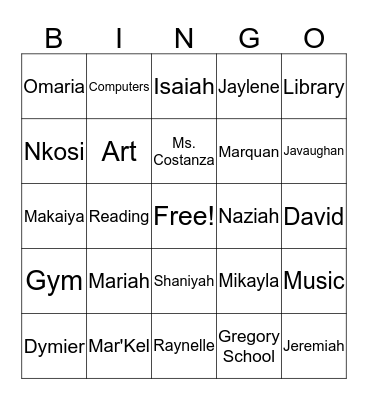 Ms Trimble's Class Bingo Card