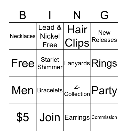 Paparazzi Bingo Card