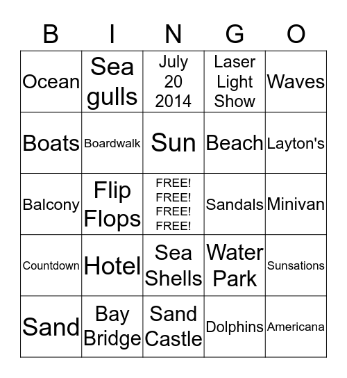 Beach BINGO Card