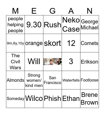A little about Megan  Bingo Card