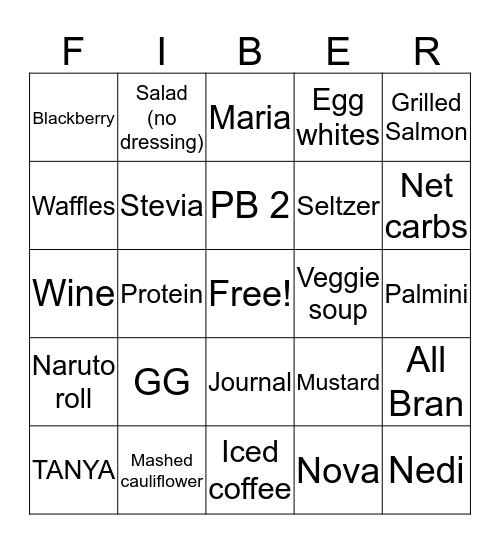 F-Factor Fun!  Bingo Card