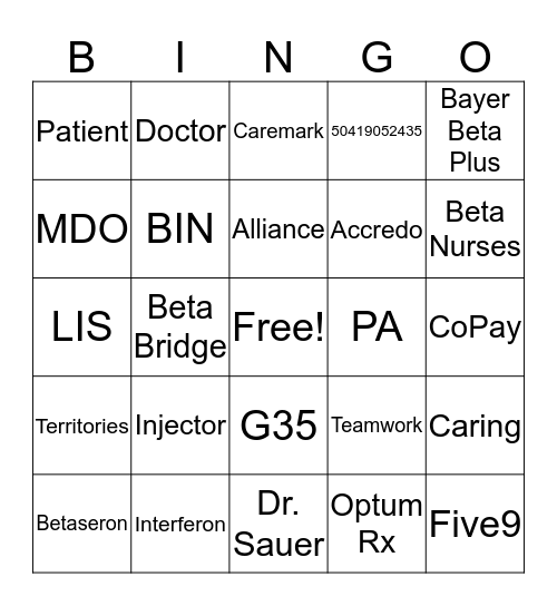 Bayer Bingo Card