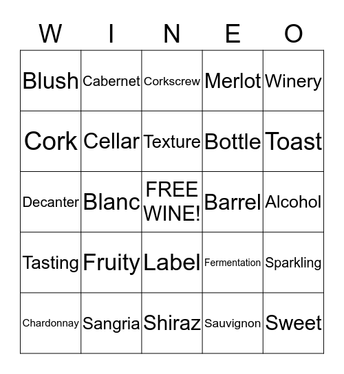 BRIDAL WINE-O Bingo Card