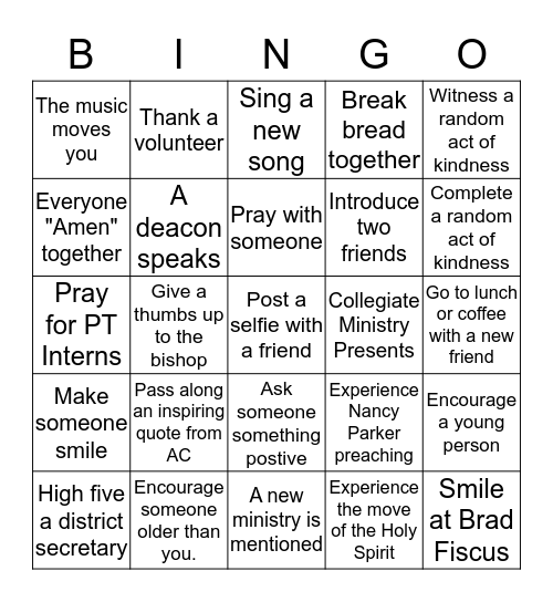 TNUMC 2019 Bingo Card
