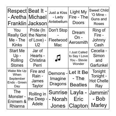 Music Bingo Card