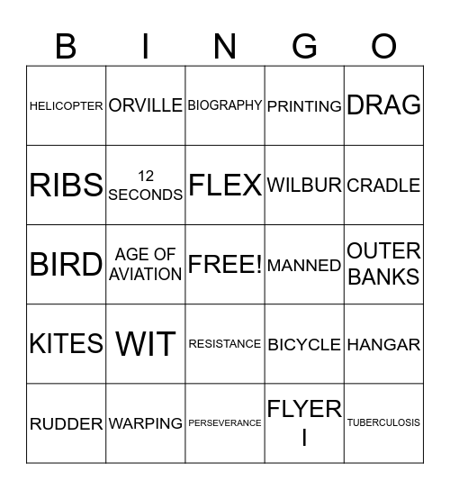 VOCABULARY BINGO Card