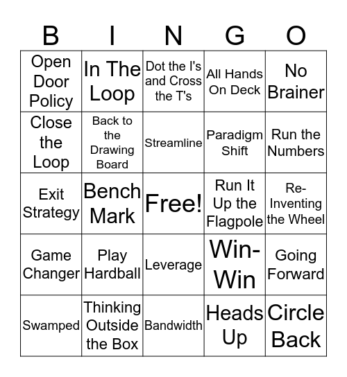 Office Lingo Bingo Card