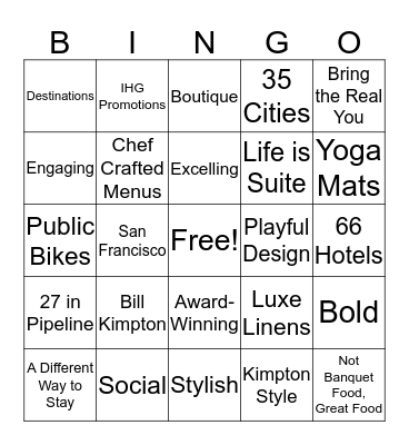 Kimpton Bingo Card