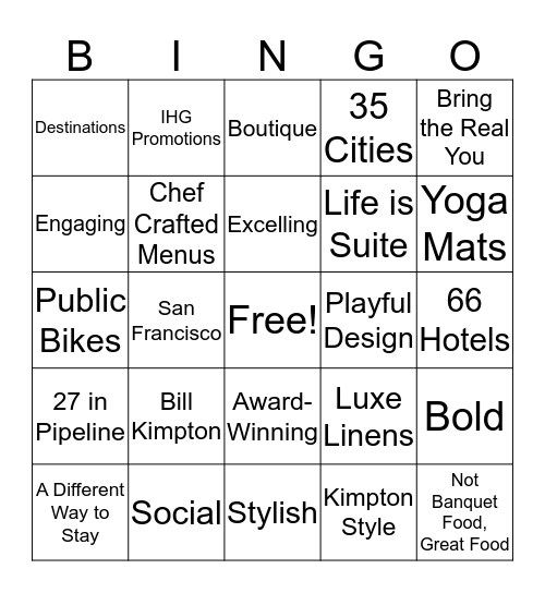 Kimpton Bingo Card